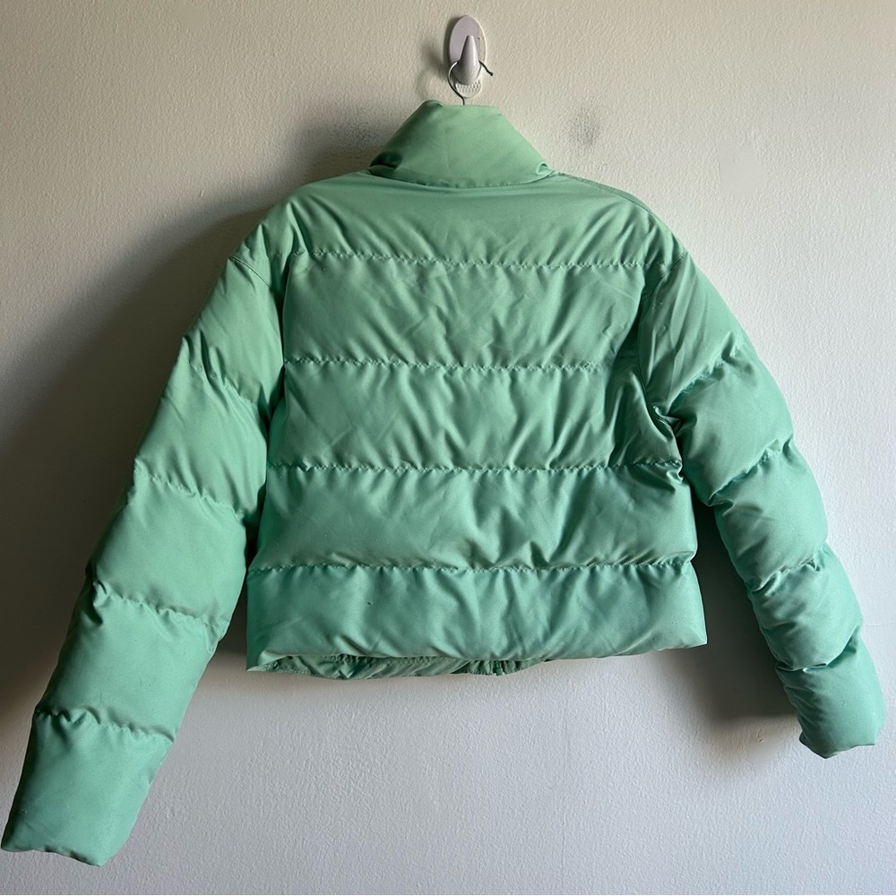 Gymshark Sz XS Mint Green Cropped Puffer Winter Coat - Picture 7 of 12
